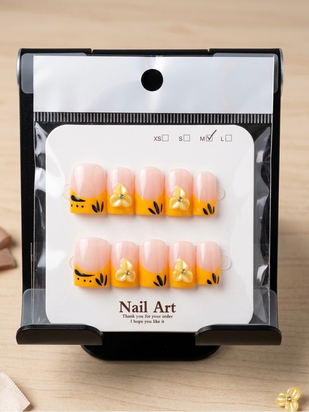 Peach & Yellow Floral Press-On Nails - Set of 10